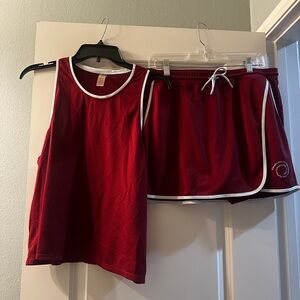 Outdoor Voices Burgundy and White Athletic Top
